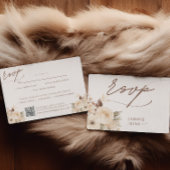 Waterverf Boho Floral Herfstbruiloft RSVP Kaartje