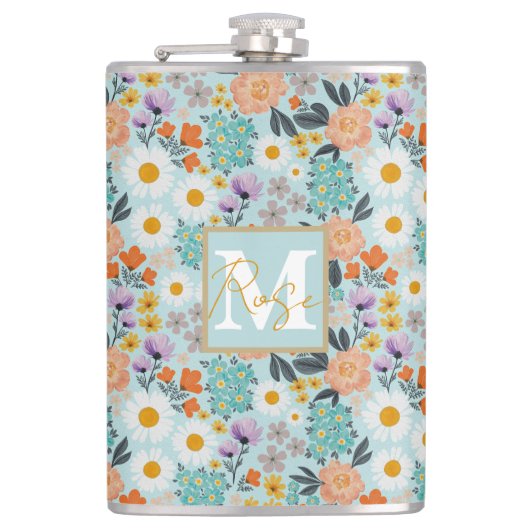 Waterverf Boho Floral Heupfles (Voorkant)