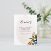 Waterverf Boho Floral, huwelijk Informatiekaartje (Staand voorkant)