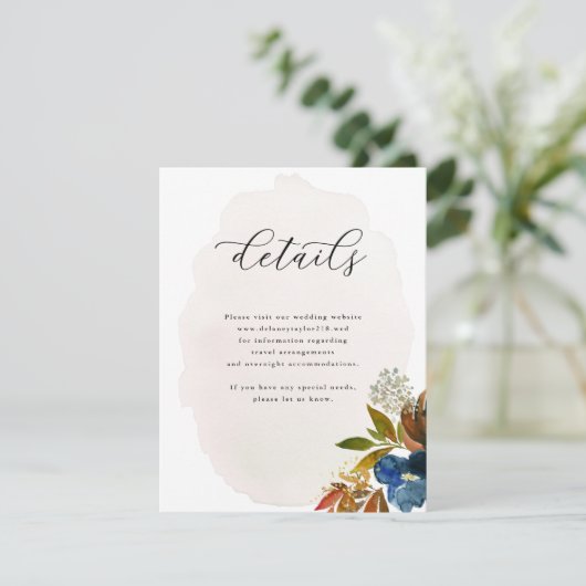 Waterverf Boho Floral, huwelijk Informatiekaartje (Staand voorkant)