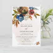 Waterverf Boho Floral, huwelijk Kaart (Staand voorkant)