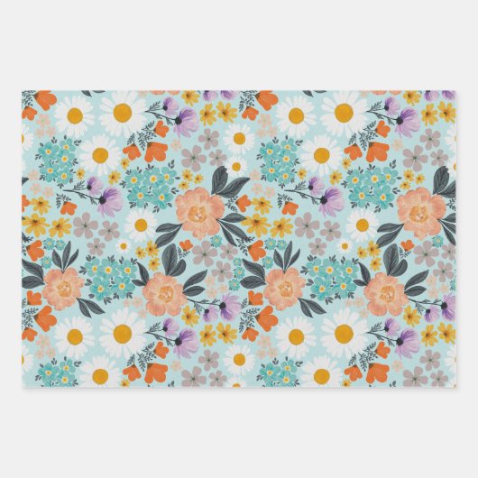 Waterverf Boho Floral Inpakpapier Vel (Voorkant 2)