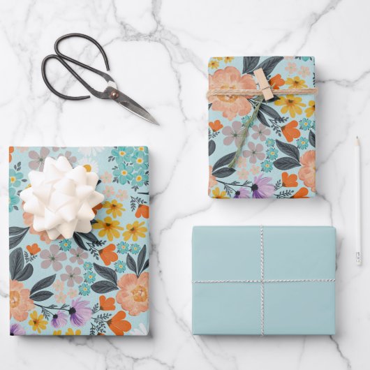Waterverf Boho Floral Inpakpapier Vel (Voorkant)