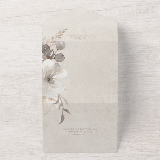 Waterverf Boho Floral No Dinner All In One Uitnodiging (Buitenkant)