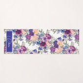Waterverf Boho Floral Paars Script Yogamat (Voorkant (horizontaal))