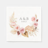 Waterverf Boho FLoral Pampas Grass Bruiloft Servet (Voorkant)