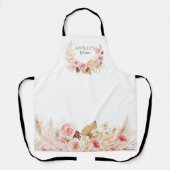 Waterverf Boho Floral Pampas Grass gepersonaliseer Schort (Voorkant)