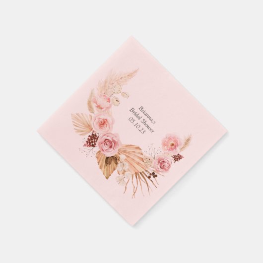 Waterverf Boho FLoral Pampas Grass Vrijgezellenfee Servet (Hoek)