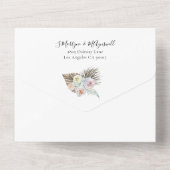 Waterverf Boho Floral Pampas Wedding All In One Uitnodiging (Achterkant)