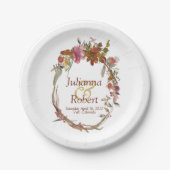 Waterverf Boho floral Paper Borden Papieren Bordje (Voorkant)