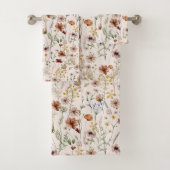 Waterverf Boho Floral Pattern Bad Handdoek (Insitu)