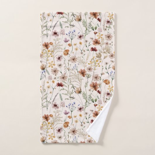 Waterverf Boho Floral Pattern Bad Handdoek (Handdoek)