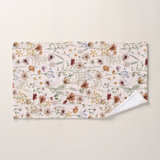 Waterverf Boho Floral Pattern Bad Handdoek (Handdoek)