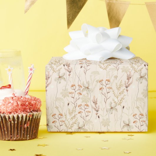 Waterverf Boho Floral Pattern Cadeaupapier (Verjaardagsfeest)