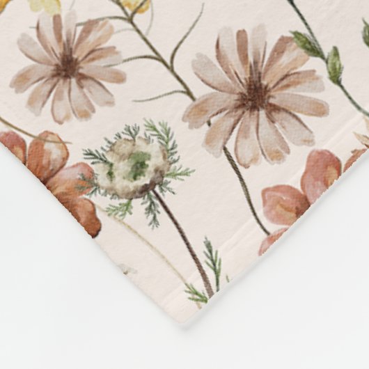 Waterverf Boho Floral Pattern Fleece Deken (Hoek)