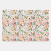 Waterverf Boho Floral Pattern Inpakpapier Vel (Voorkant 3)