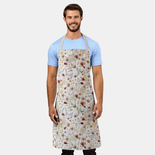 Waterverf Boho Floral Pattern Schort (Gedragen)
