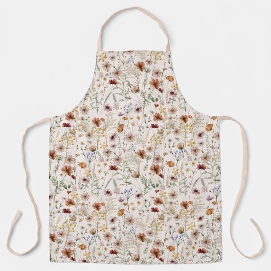 Waterverf Boho Floral Pattern Schort (Voorkant)