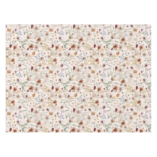 Waterverf Boho Floral Pattern Tafelkleed (Voorkant (Horizontaal))