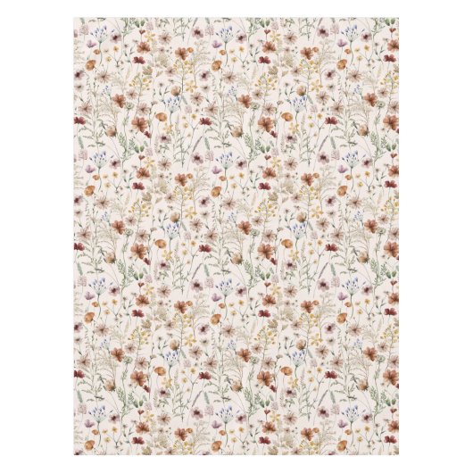 Waterverf Boho Floral Pattern Tafelkleed (Voorkant)