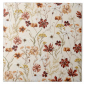 Waterverf Boho Floral Pattern Tegeltje (Voorkant)