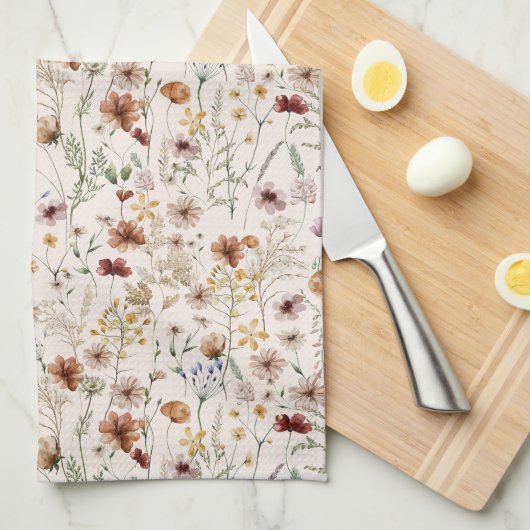 Waterverf Boho Floral Pattern Theedoek (Quarter Fold)