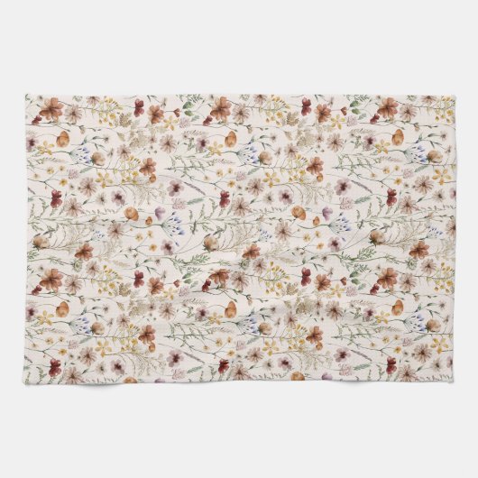 Waterverf Boho Floral Pattern Theedoek (Horizontaal)