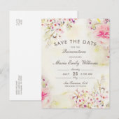 Waterverf Boho Floral Qinceanera Sla de datum op Aankondigingskaart (Voorkant / Achterkant)