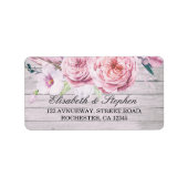 Waterverf Boho Floral Rustic Wood Etiket (Voorkant)