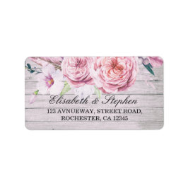 Waterverf Boho Floral Rustic Wood Etiket