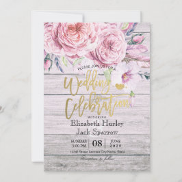 Waterverf Boho Floral Rustic Wood Kaart