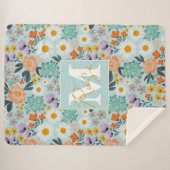 Waterverf Boho Floral Sherpa Deken (Voorkant (horizontaal))