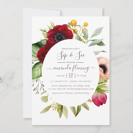 Waterverf Boho Floral Sip en See Kaart (Voorkant)