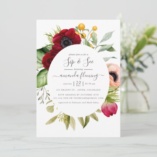 Waterverf Boho Floral Sip en See Kaart (Staand voorkant)