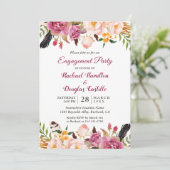 Waterverf Boho Floral Spring Engagement Party Kaart (Staand voorkant)