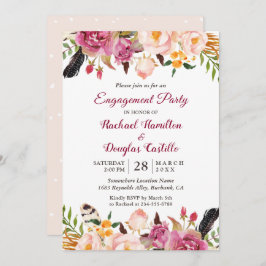Waterverf Boho Floral Spring Engagement Party Kaart