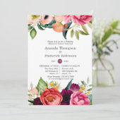 Waterverf Boho Floral Spring Rehearsal Dinner Kaart (Staand voorkant)