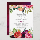 Waterverf Boho Floral Spring Rehearsal Dinner Kaart (Voorkant / Achterkant)