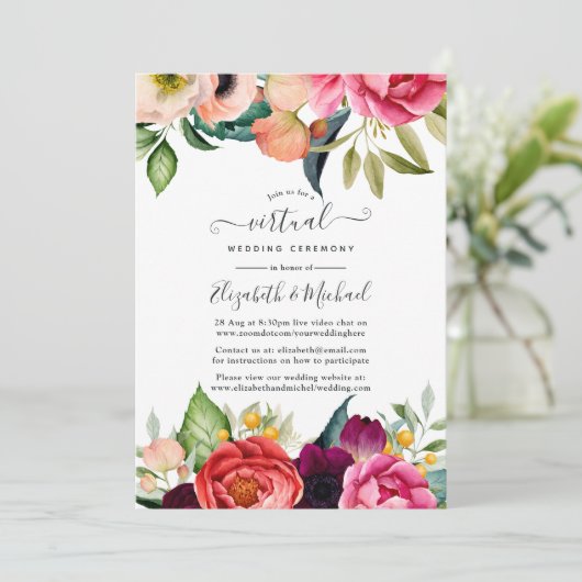 Waterverf Boho Floral Spring Wedding Update Kaart (Staand voorkant)