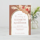Waterverf Boho Floral | Terracotta bruiloft Kaart (Staand voorkant)