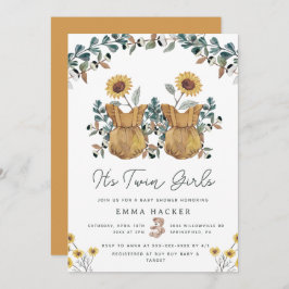 Waterverf Boho Floral Twins Shower Kaart