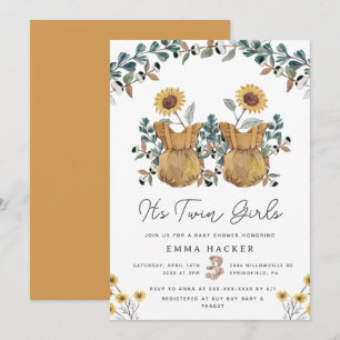 Waterverf Boho Floral Twins Shower Kaart