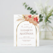 Waterverf Boho Floral | Uitnodigingen voor bruilof (Staand voorkant)