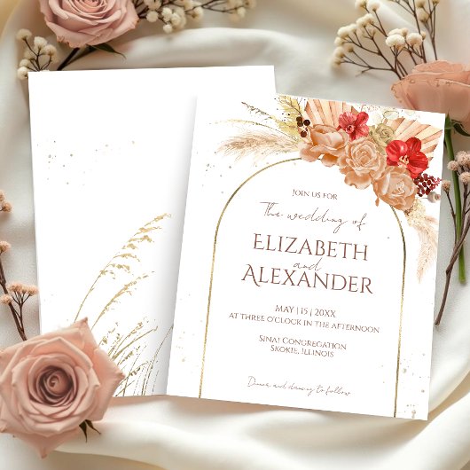 Waterverf Boho Floral | Uitnodigingen voor bruilof