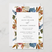 Waterverf Boho Floral van de marine en Rust Kaart (Voorkant)