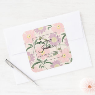 Waterverf Boho Floral Vierkante Sticker