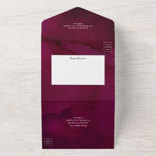 Waterverf Boho Floral Wedding All In One Uitnodiging (Buitenkant)