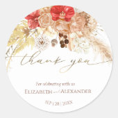 Waterverf Boho Floral Wedding dank u Sticker (Voorkant)
