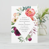 Waterverf Boho Floral Wedding Kaart (Staand voorkant)