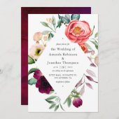 Waterverf Boho Floral Wedding Kaart (Voorkant / Achterkant)